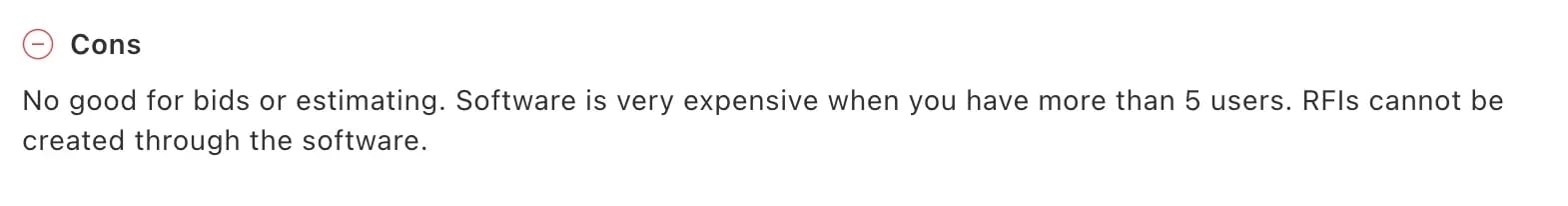 Capterra reviewer citing cost concern as team grows