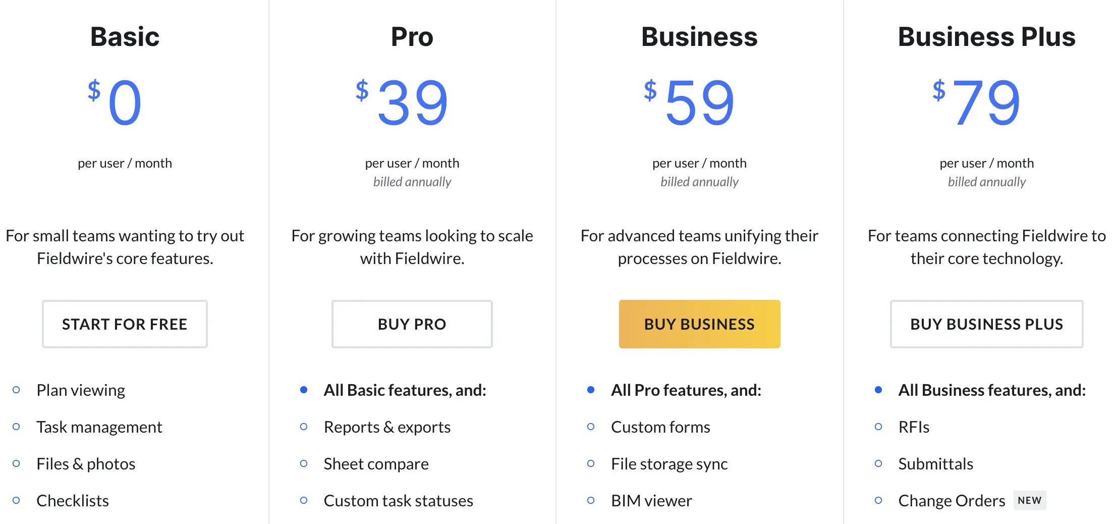 fieldwire pricing