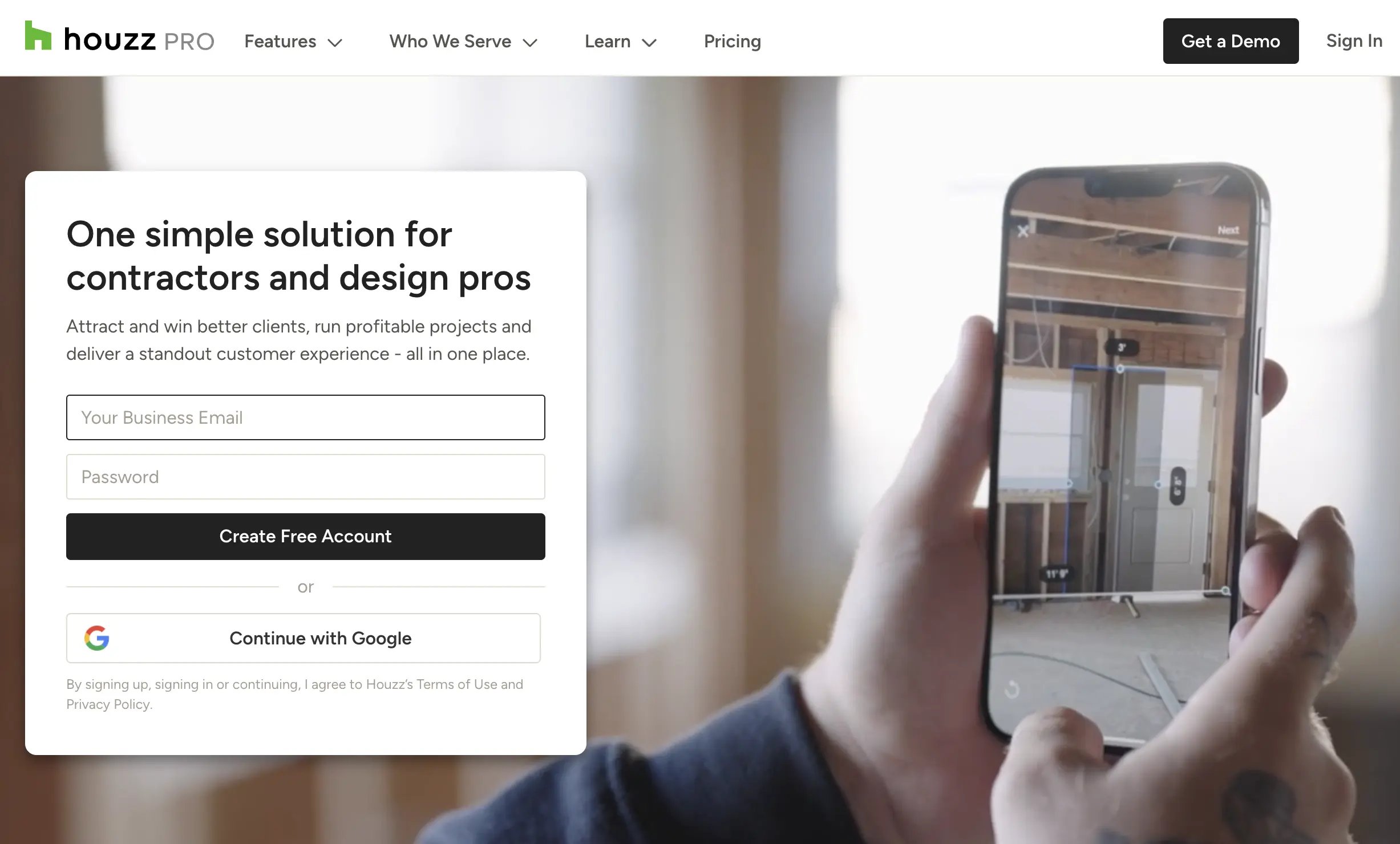 Houzz Pro homepage-webp