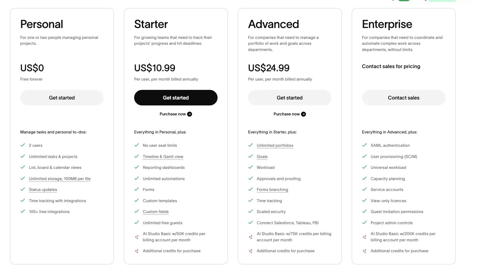 asana pricing