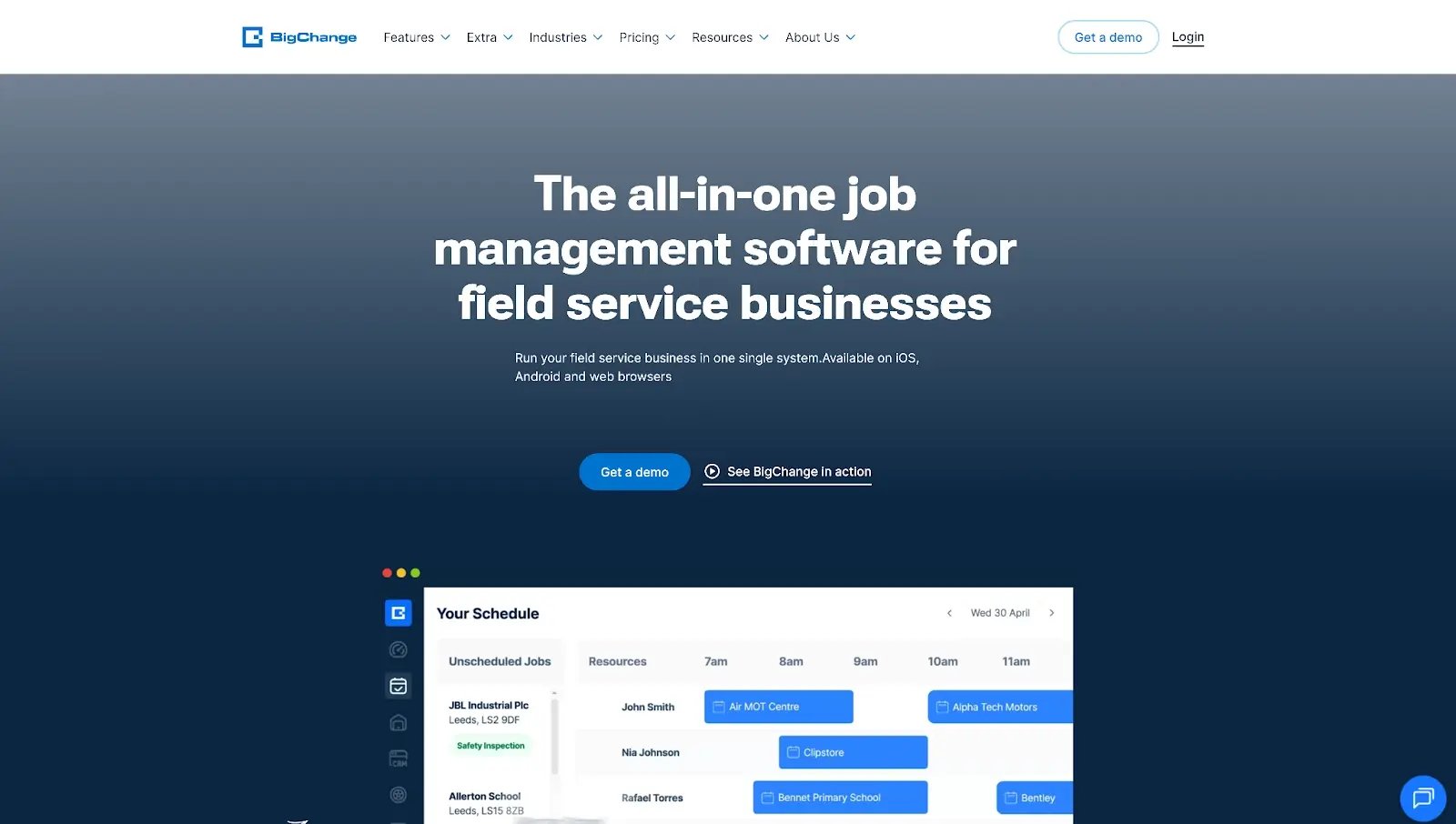 bigchange - all-in-one job management softwaree for field service businesses